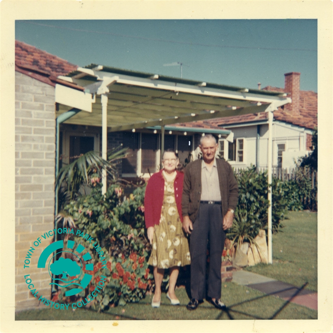 PH00044-14 28 Star Street, Carlisle home of Bill and Jessie Holmes - Bill and Jessie in their garden by the patio, c. late 1960s Image