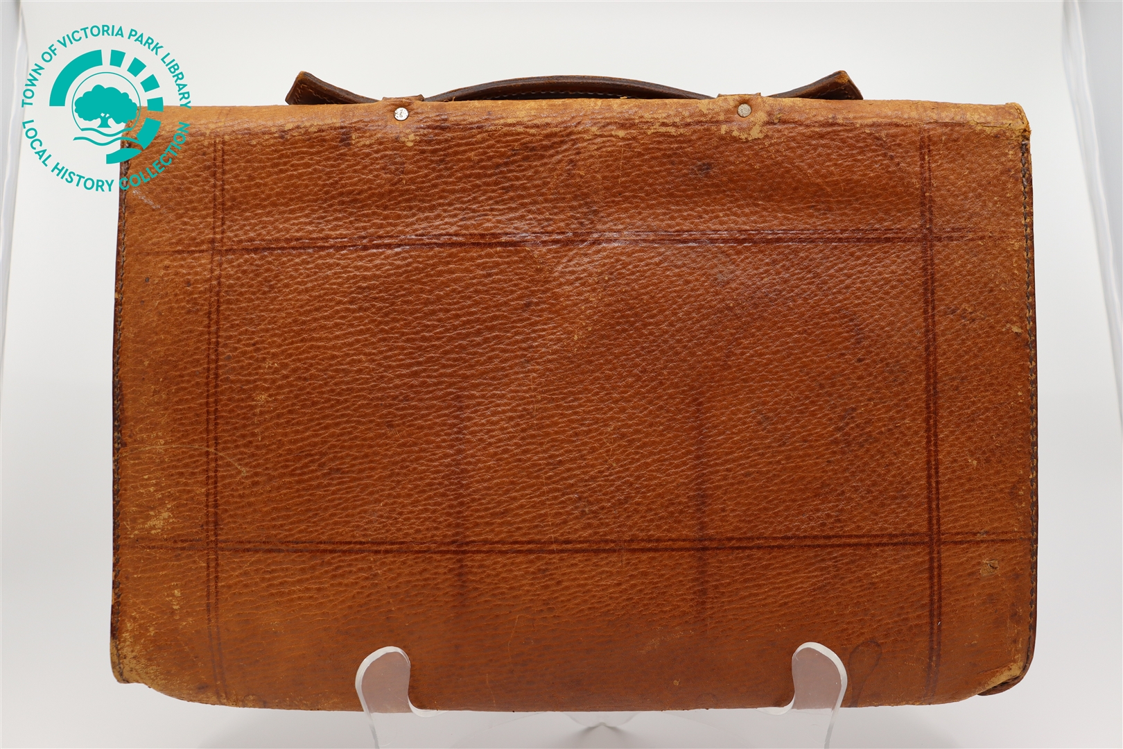 Back of Mr J. Treacy's leather satchel Image