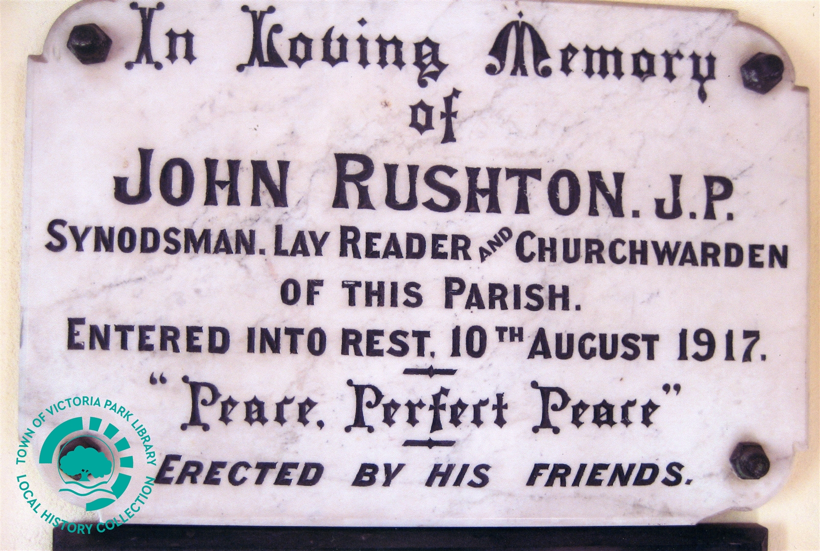 PH00011-01 (PH013608) Plaque for John Rushton St Peters Church 2007 Image