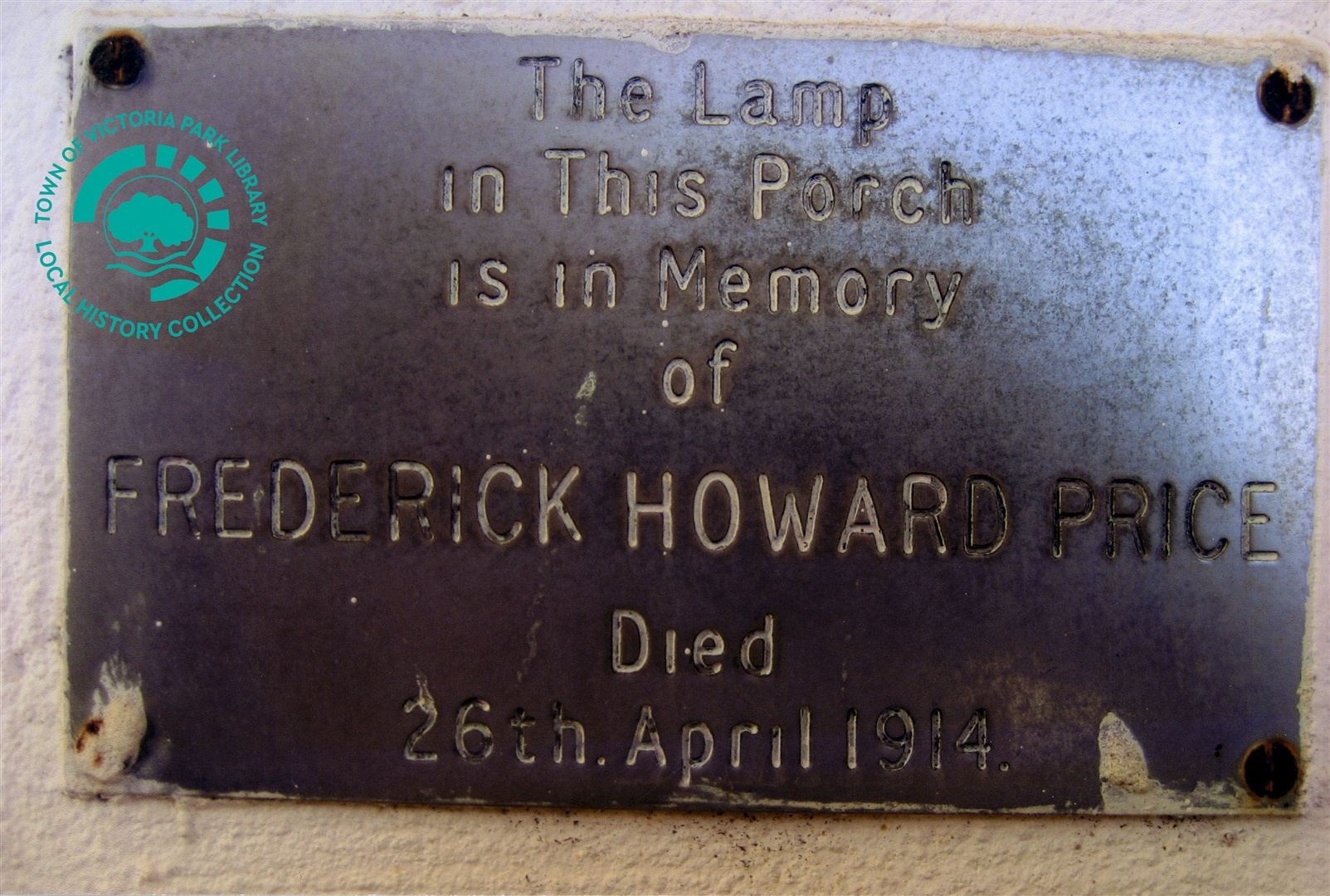 PH00013-01 Plaque for Frederick Howard Price Believed to be at St Peters Church 2007 Image