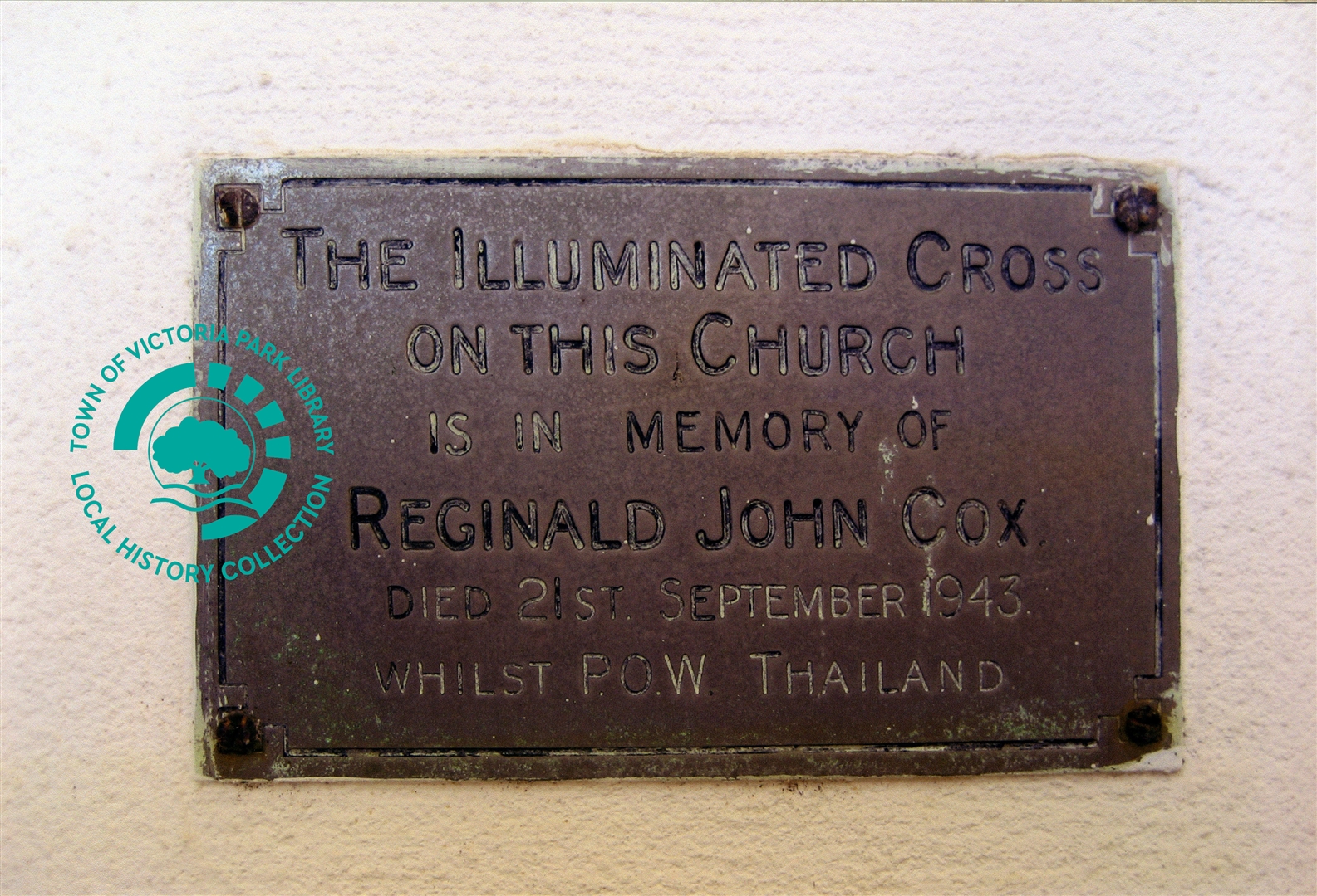 PH00013-02 Plaque for Reginald John Cox believed to be at St Peters Church 2007 Image