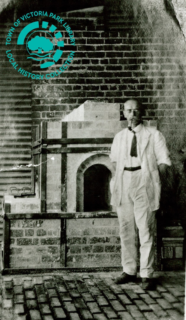 PH00024-01 (PH90017) Unidentified man in front of bread oven or kiln date unknown Image