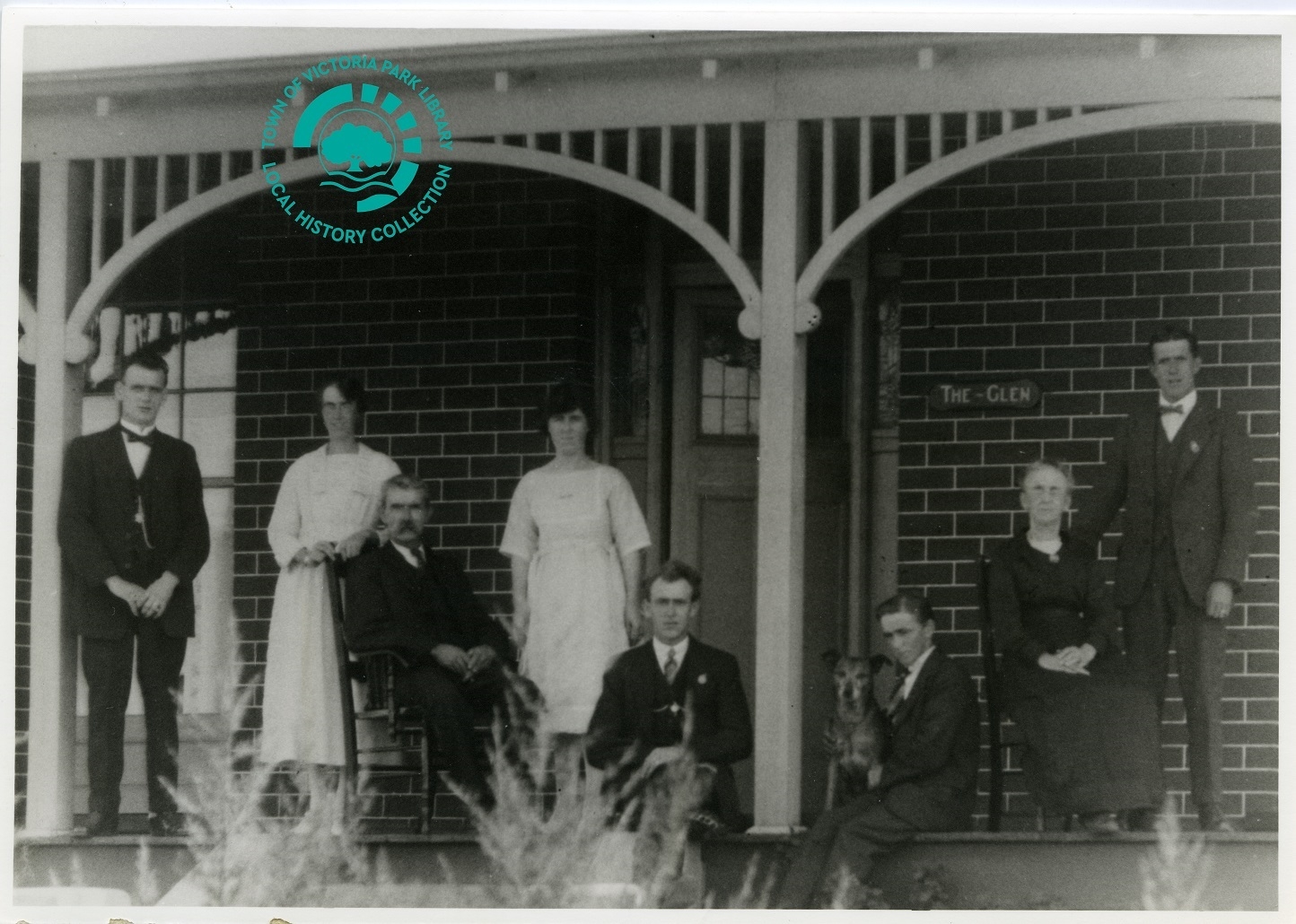 PH00050-01 John and Margaret Healy and family on the front verandah of their home at 25 McMillan Street, Victoria Park, circa 1923-24. Image