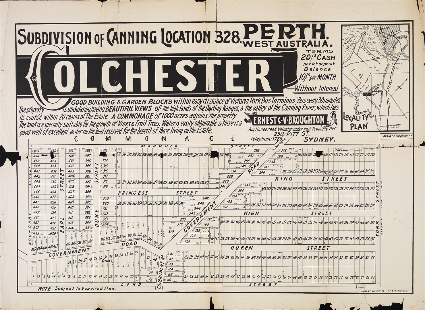 Colchester : subdivision of Canning Location 328 [1899?] Image
