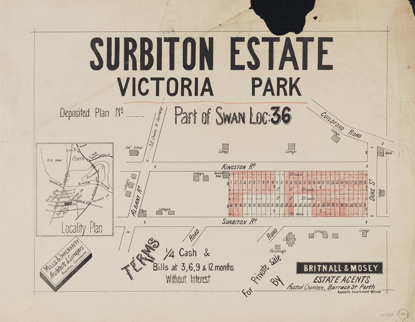 Surbiton Estate, Victoria Park : part of Swan Loc. 36  [1913?] Image
