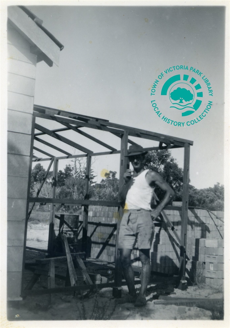 PH00044-03 Bill Holmes working on the lean-to attached to the shed at 28 Star Street, Carlisle Image